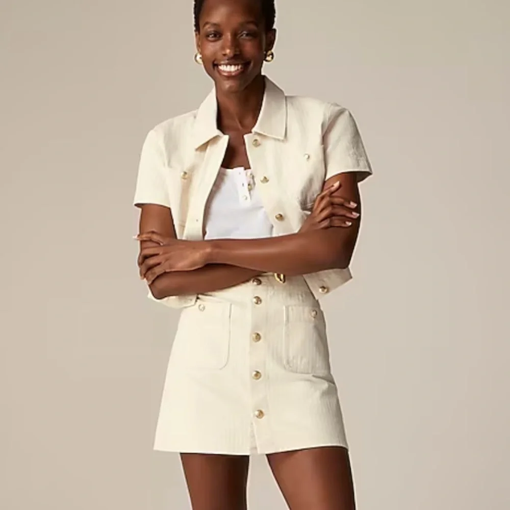 J crew Textured denim mini skirt in ecru